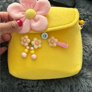 Yellow and Pink Kids Flower shoulder Bag Set